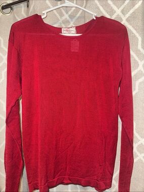 Henri Bendel Silk Red Women's Lightweight Crewneck Sweater Size S
